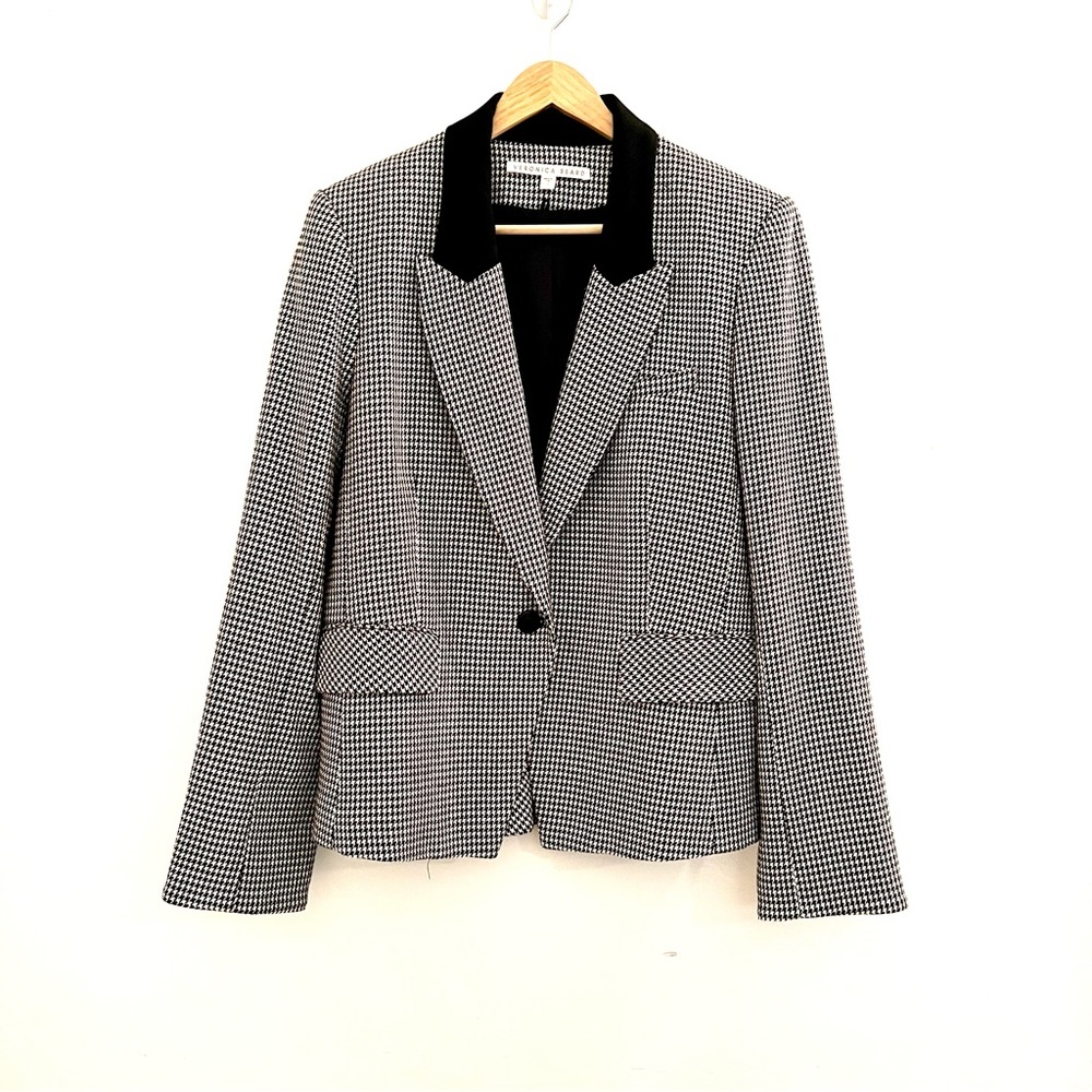 Veronica Beard Black White Micro Houndstooth Dickey Blazer Jacket Size 16. EUC!